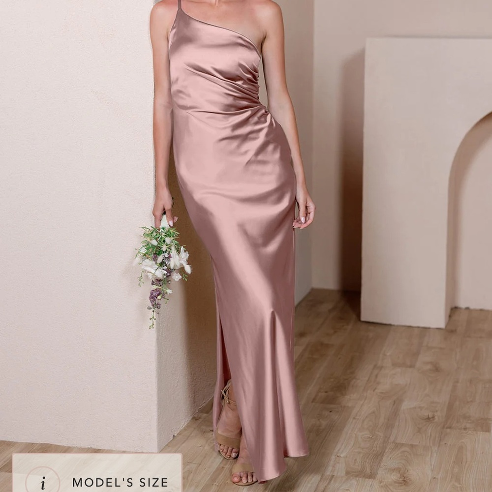Rose Quartz Jade Style Revelry Satin Bridesmaid Dress